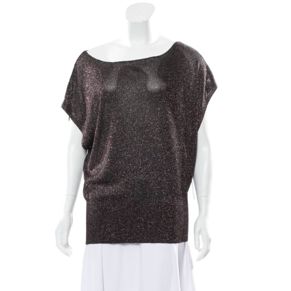 ALICE + OLIVIA Bateau Neckline Short Sleeve Top w/